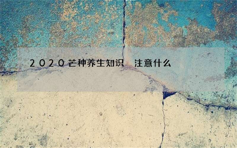 2020芒种养生知识 注意什么